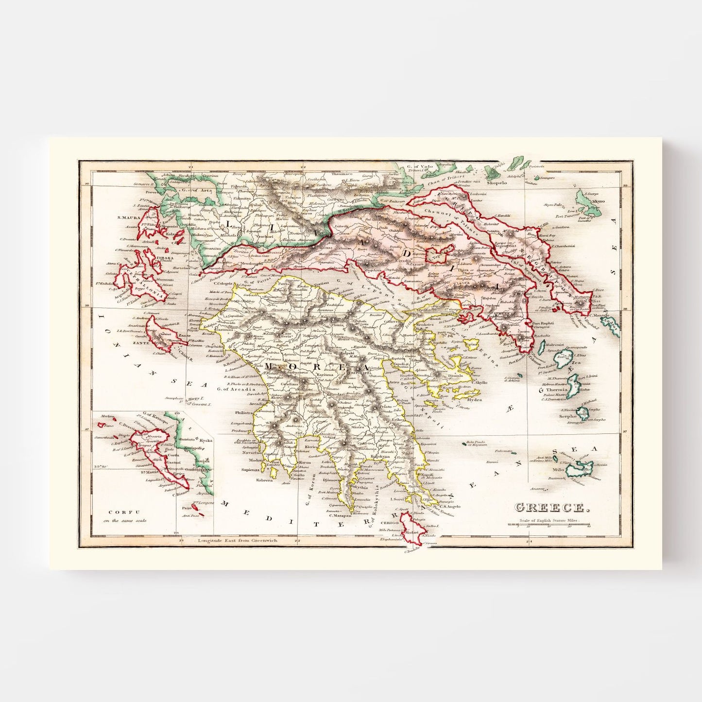 Vintage Map of Greece, 1832