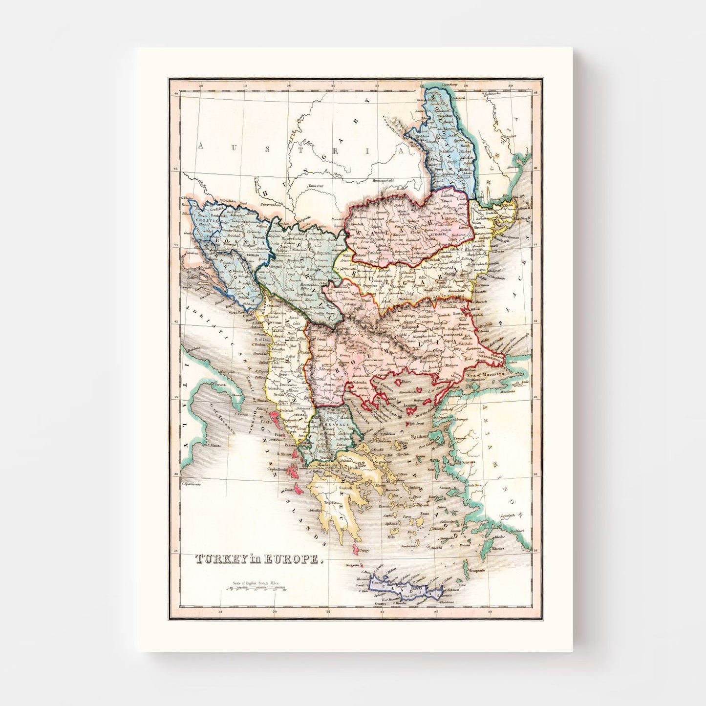 Vintage Map of Turkey in Europe, 1832