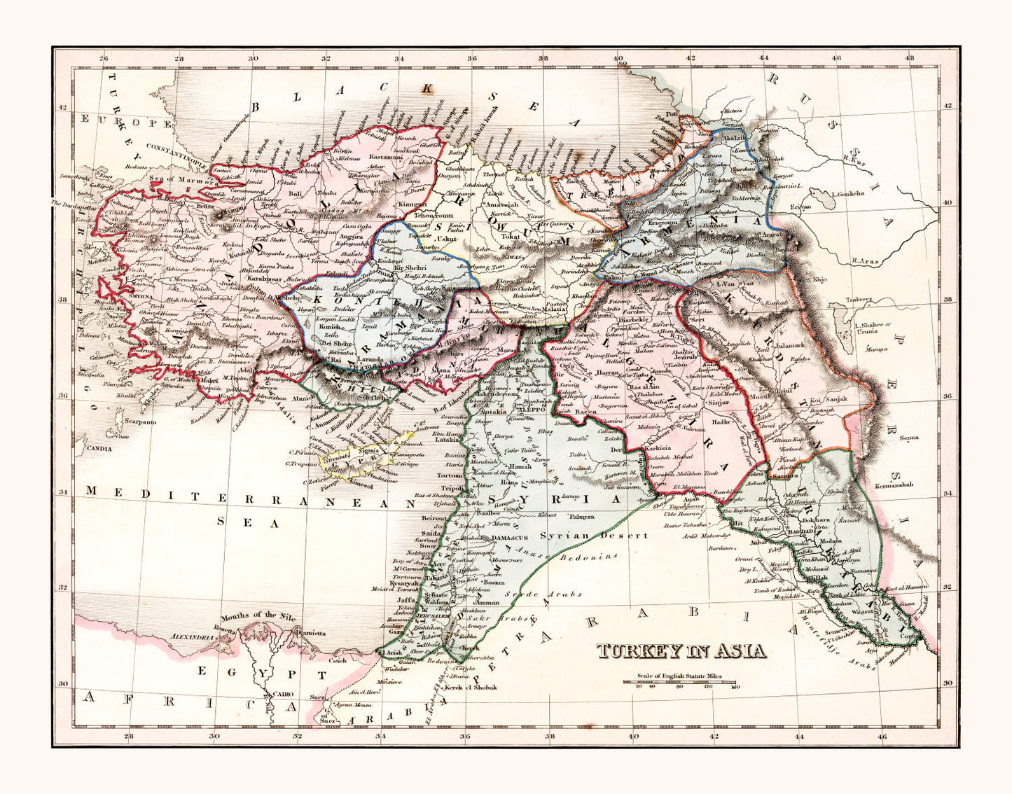Vintage Map of Turkey in Asia, 1832