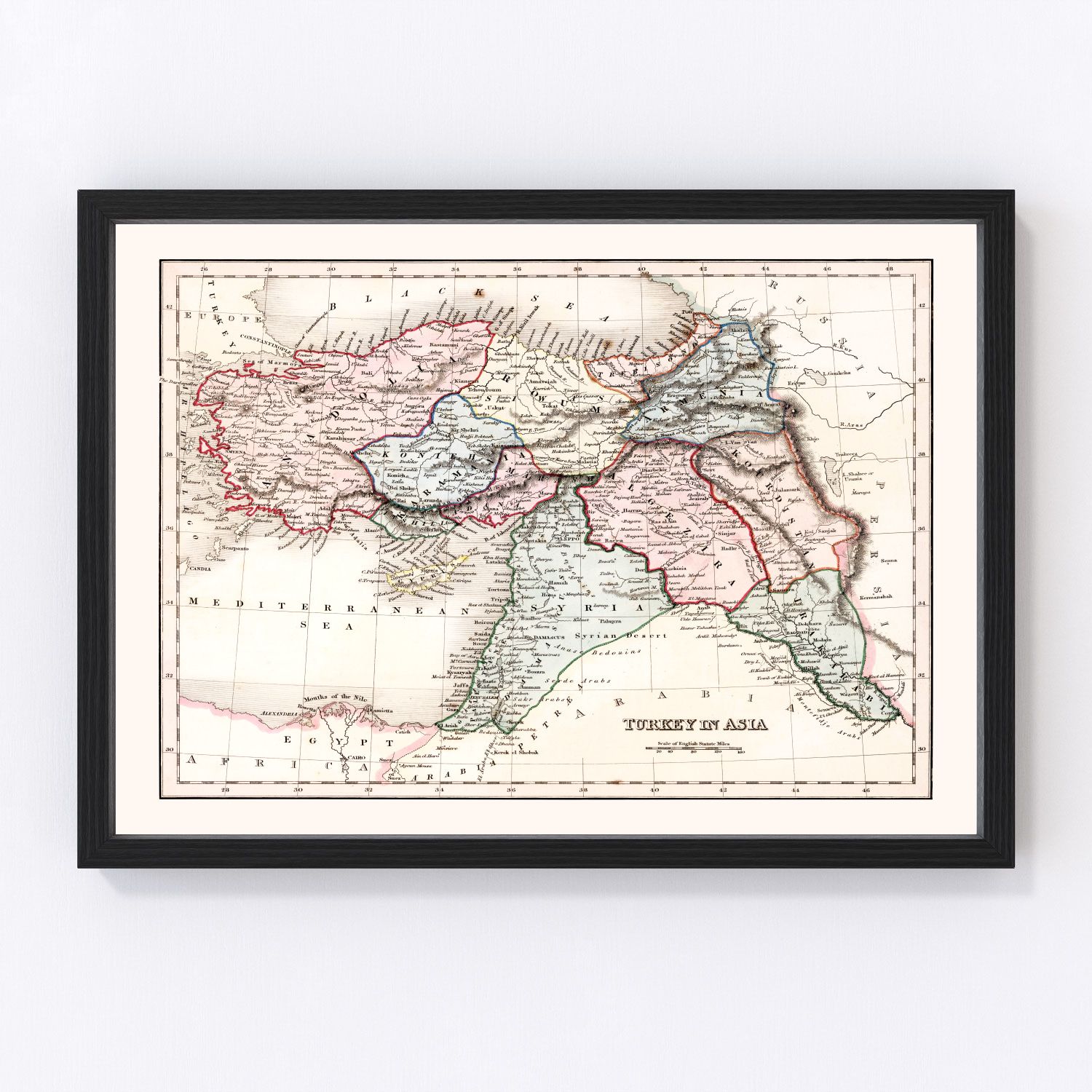 Vintage map of Turkey in Asia, 1832
