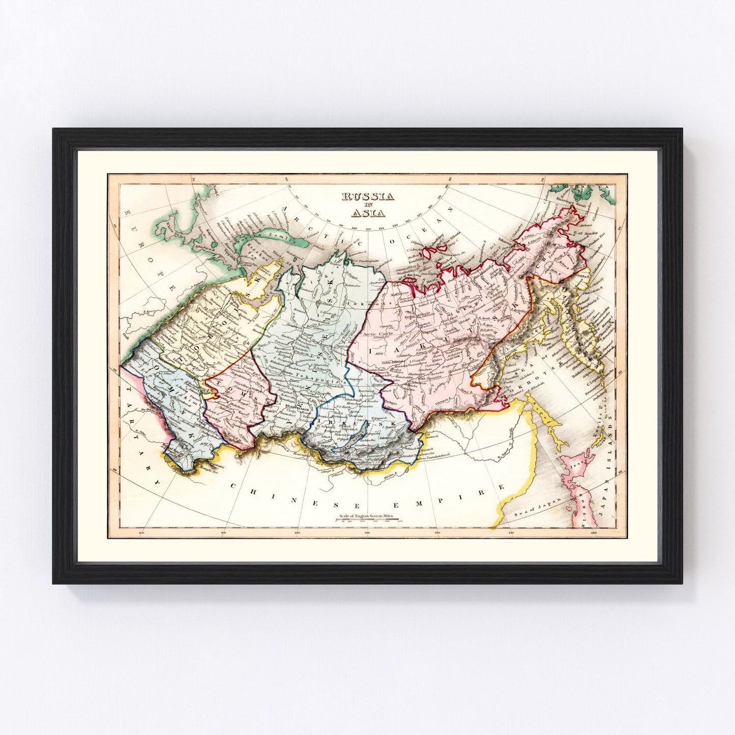 vintage map of Russia in Asia, 1832