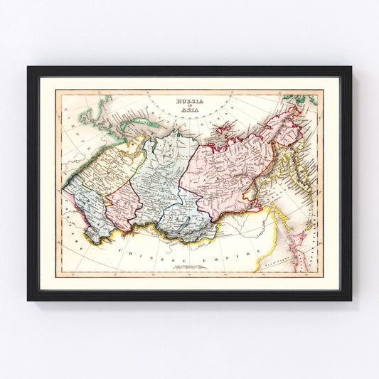 vintage map of Russia in Asia, 1832