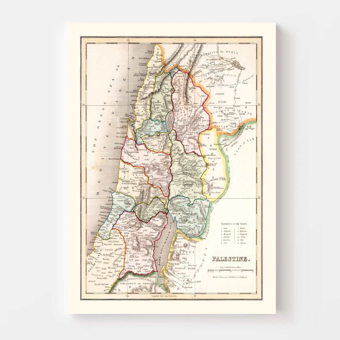 Vintage Map of Palestine, 1832