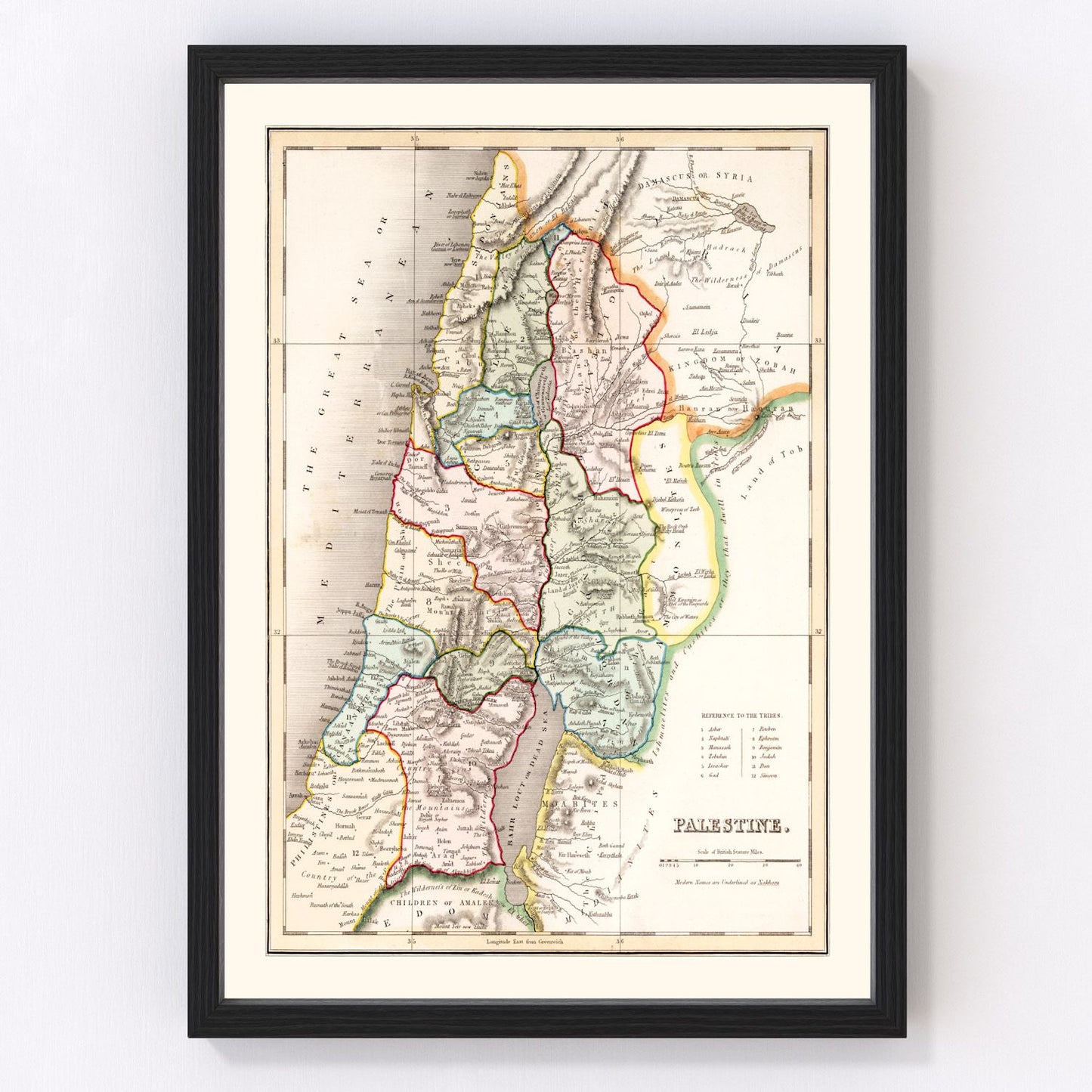 Vintage map of Palestine, 1832