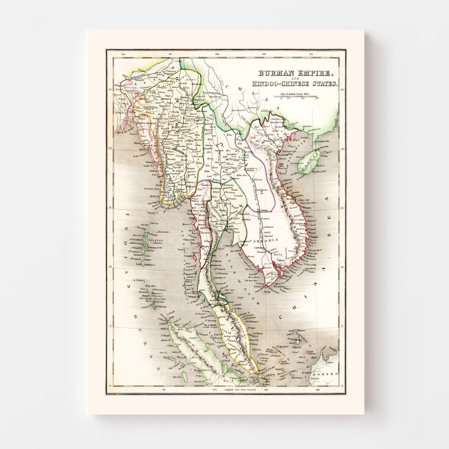 Vintage Map of the Burman Empire, 1832 | Wall Art