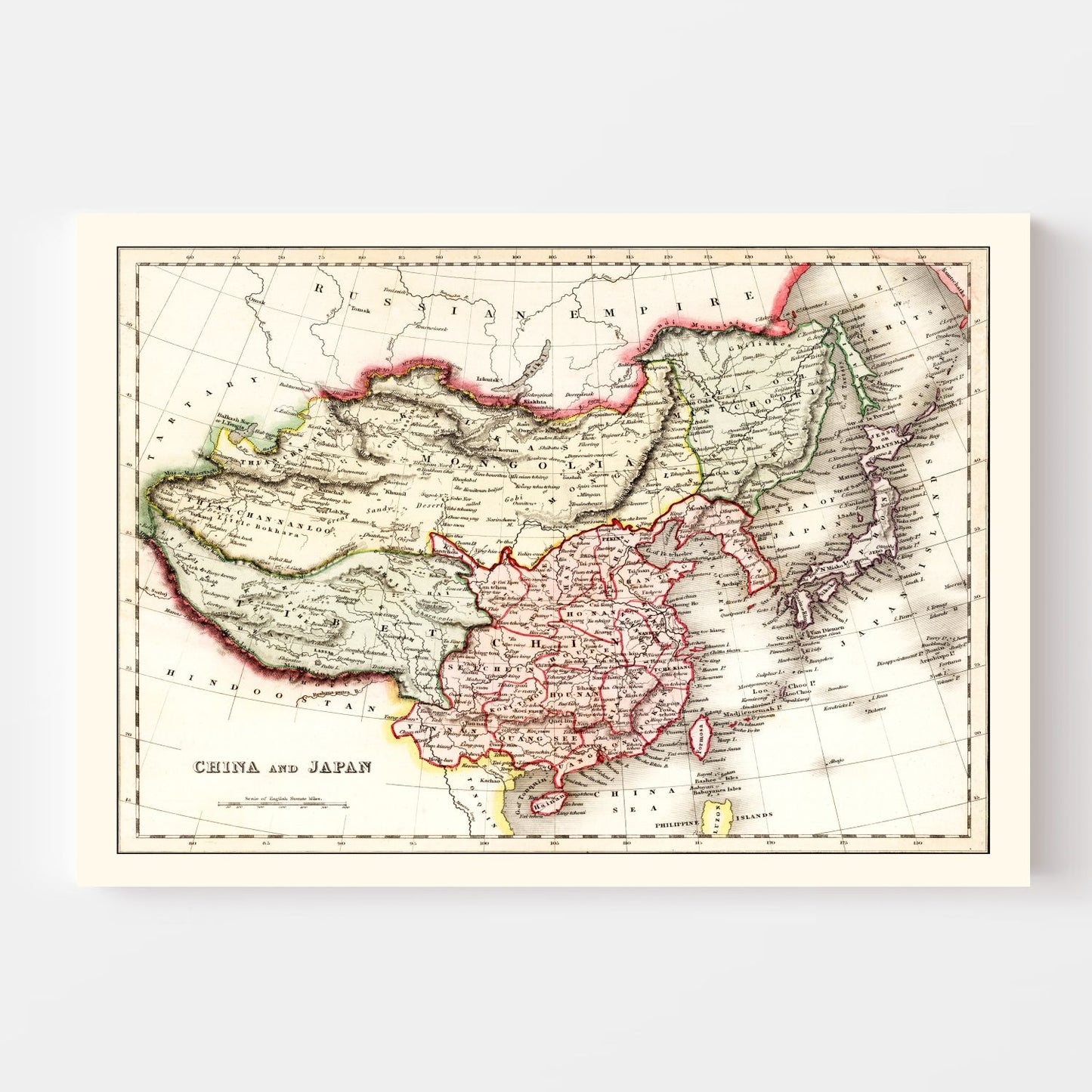 Vintage Map of China and Japan, 1832