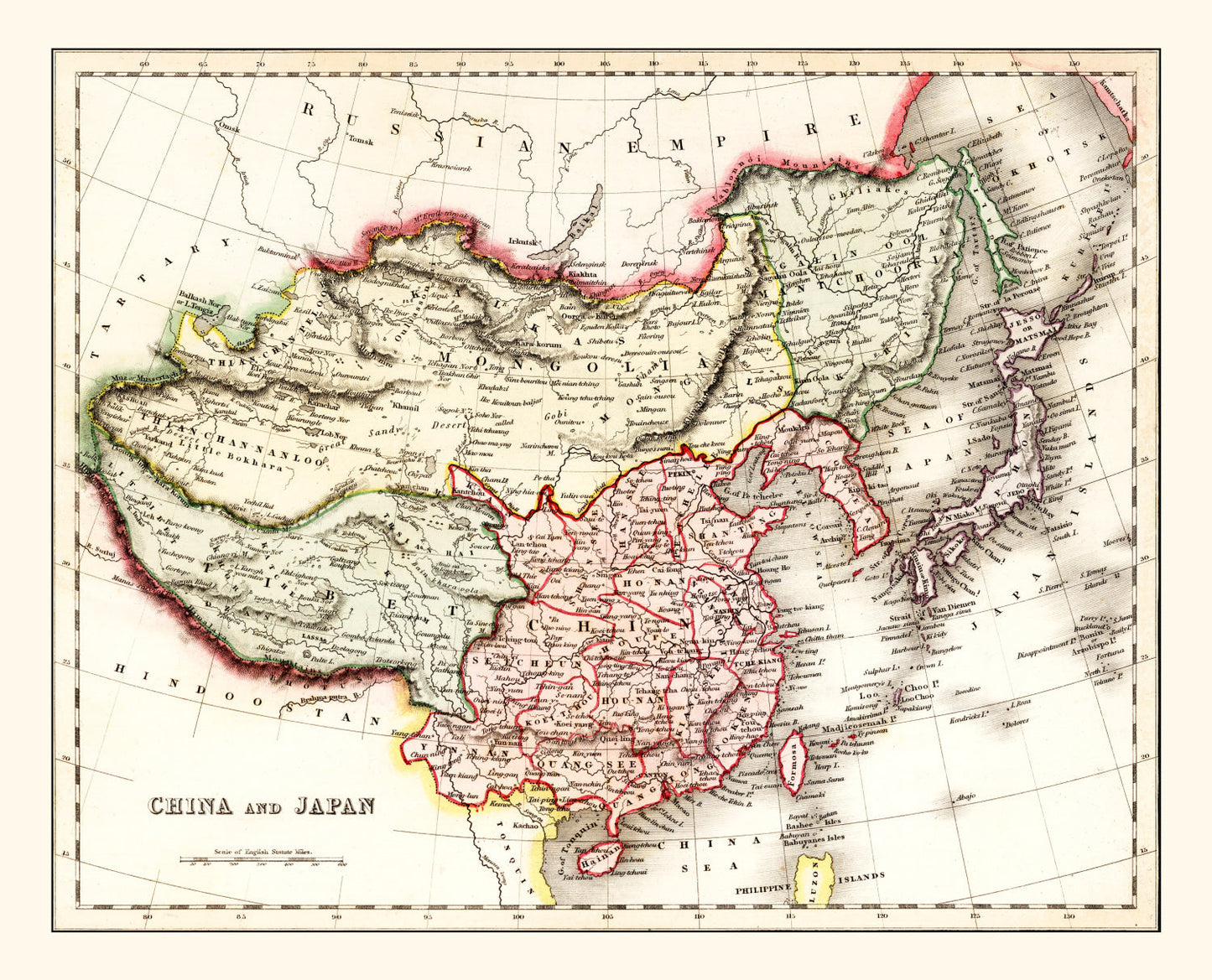 Vintage Map of China and Japan, 1832