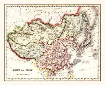 Vintage Map of China and Japan, 1832