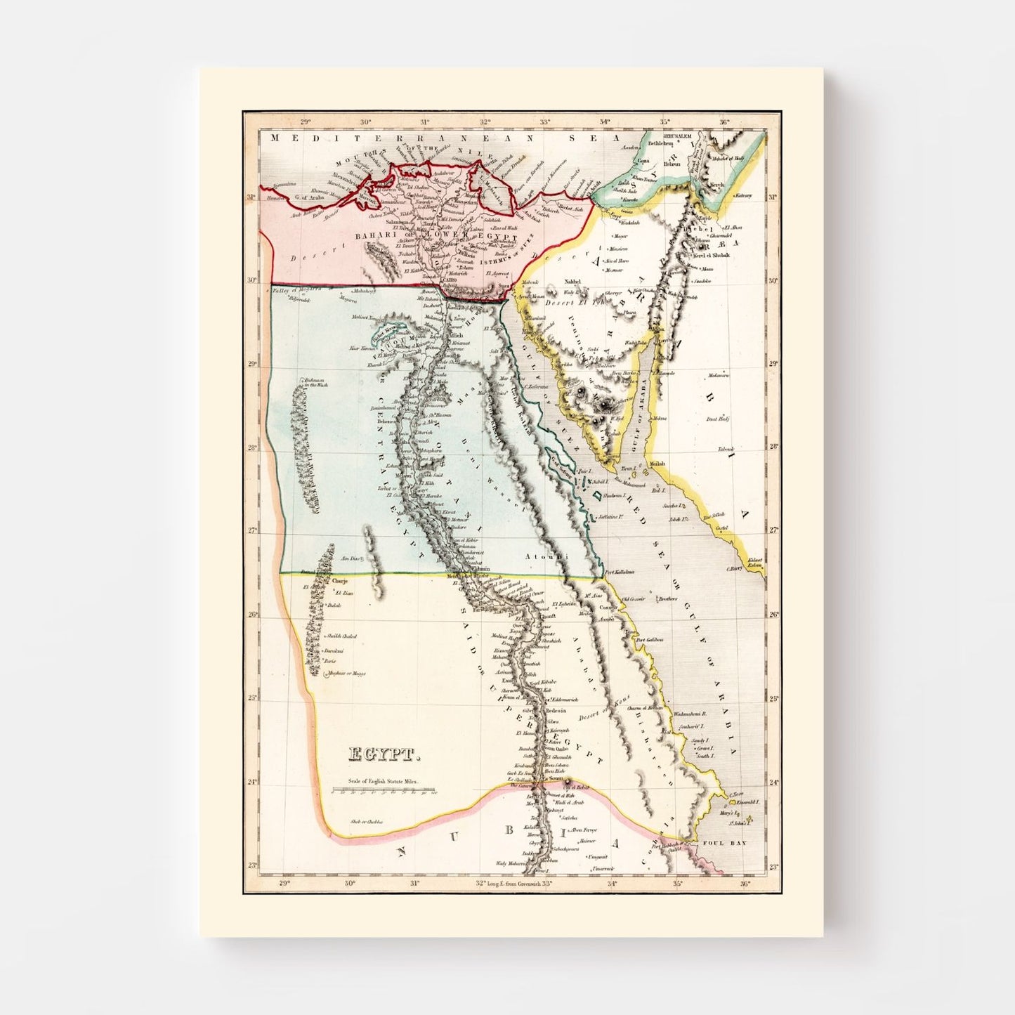 Vintage Map of Egypt, 1832