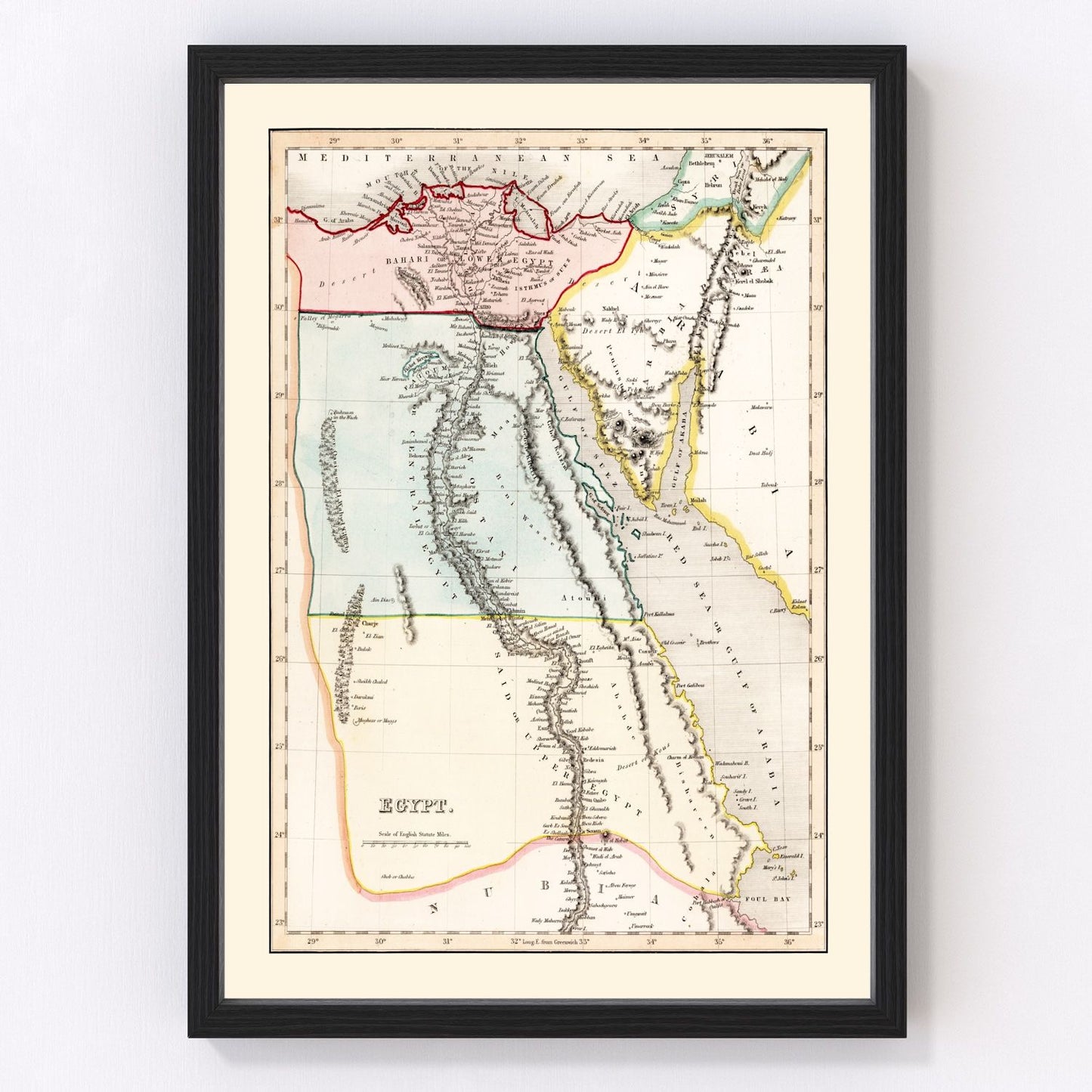 Vintage map of Egypt, 1832