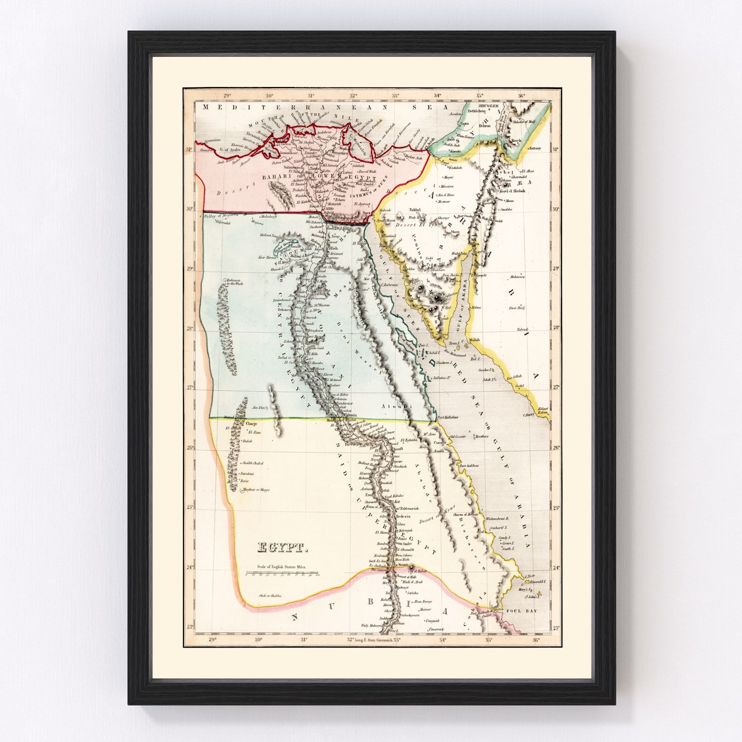 Vintage map of Egypt, 1832
