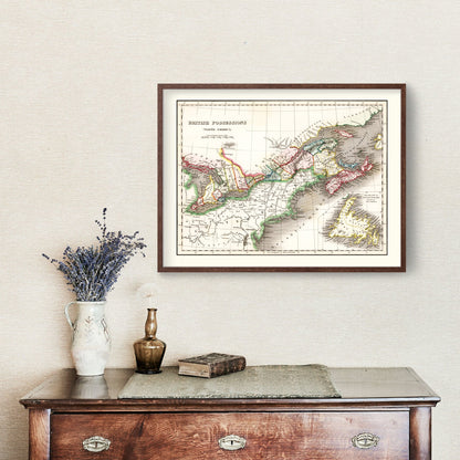 Vintage Map of British Possessions in North America 1832