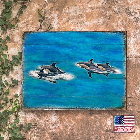 Killer Whales Wood Wall Art - Coastal Sea Life Decor