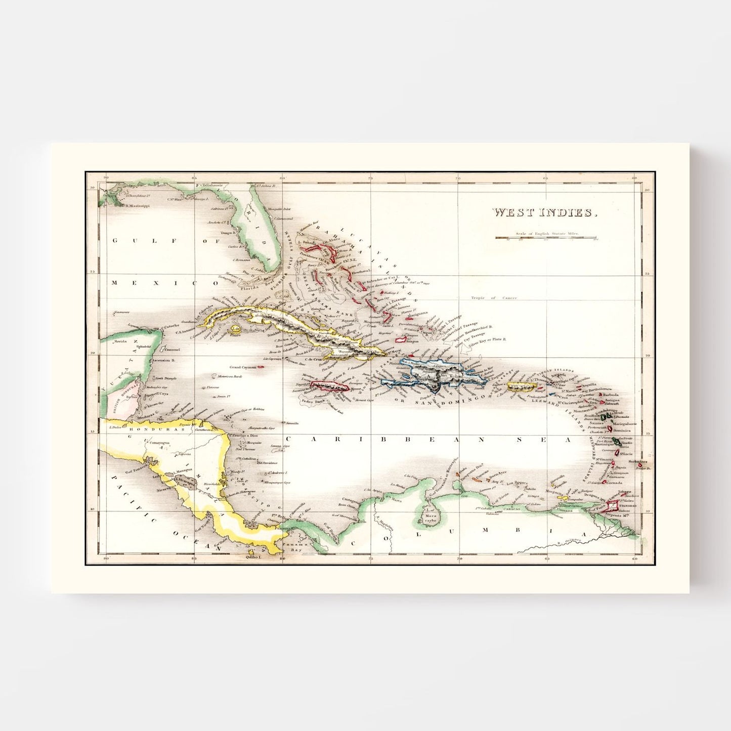 Vintage Map of the West Indies, 1832