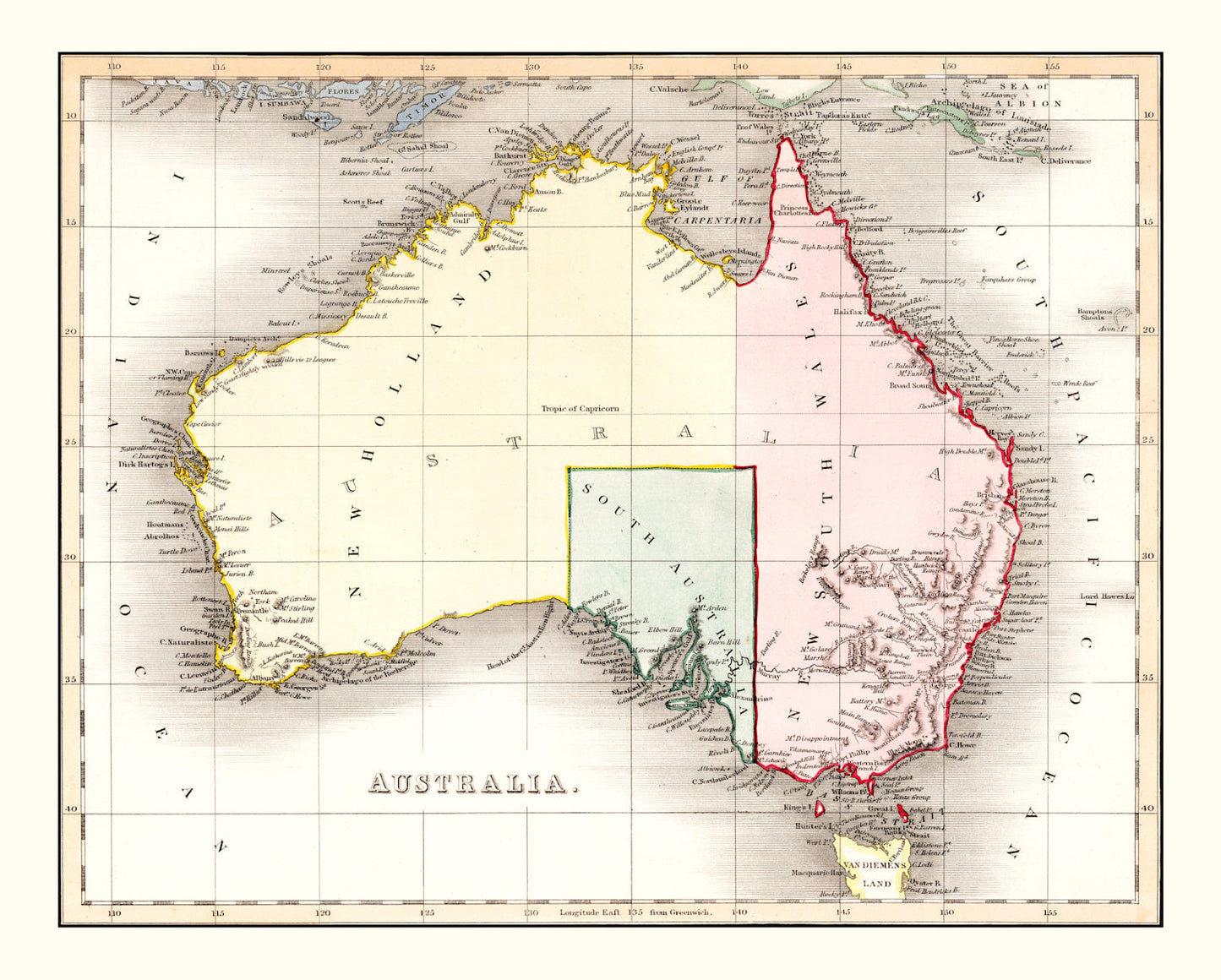 Vintage Map of Australia, 1832