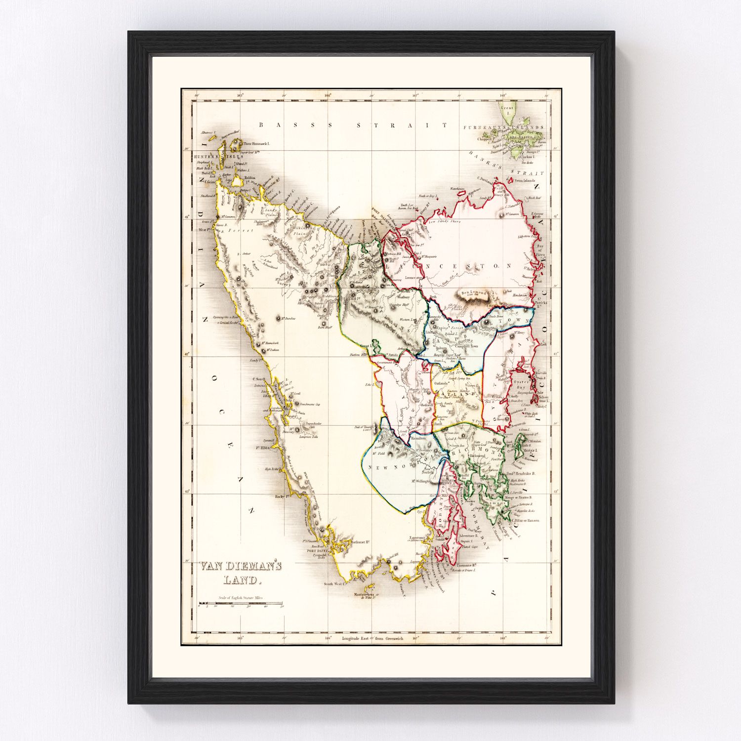 Vintage map of Van Diemen's Land (Tasmania), 1832