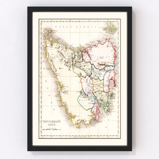 Vintage map of Van Diemen's Land (Tasmania), 1832