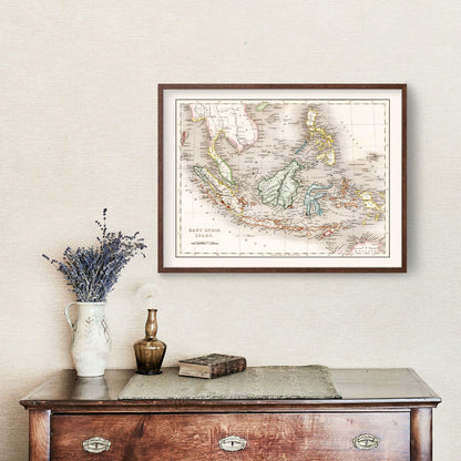 Vintage Map of Indonesia, Malaysia & Philippines, 1832