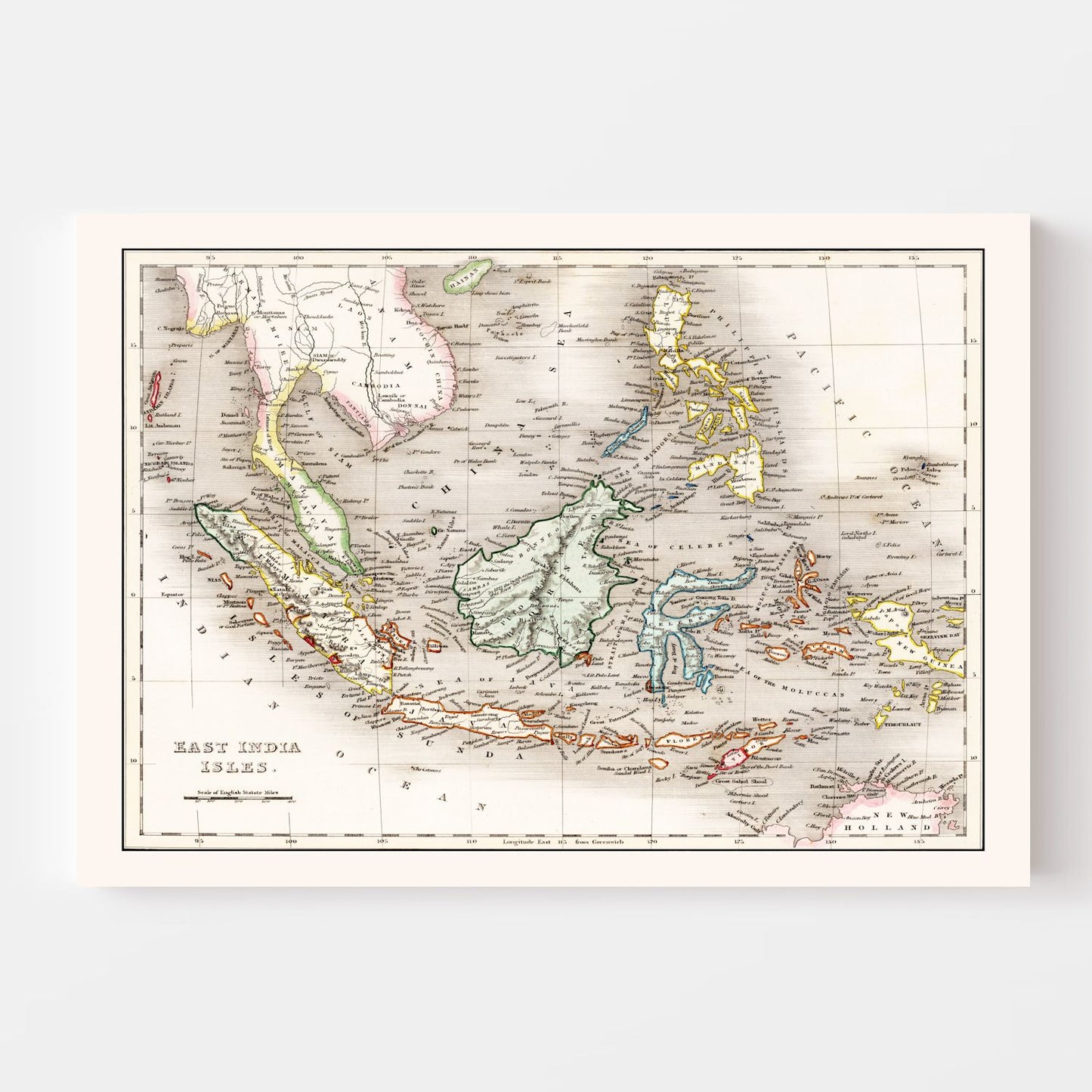 Vintage Map of Indonesia, Malaysia & Philippines, 1832