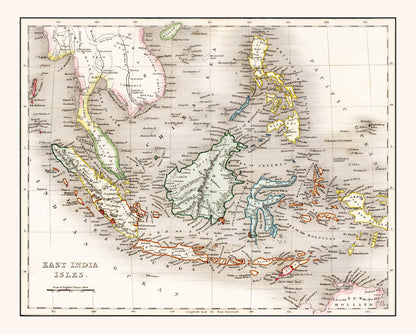 Vintage Map of Indonesia, Malaysia & Philippines, 1832