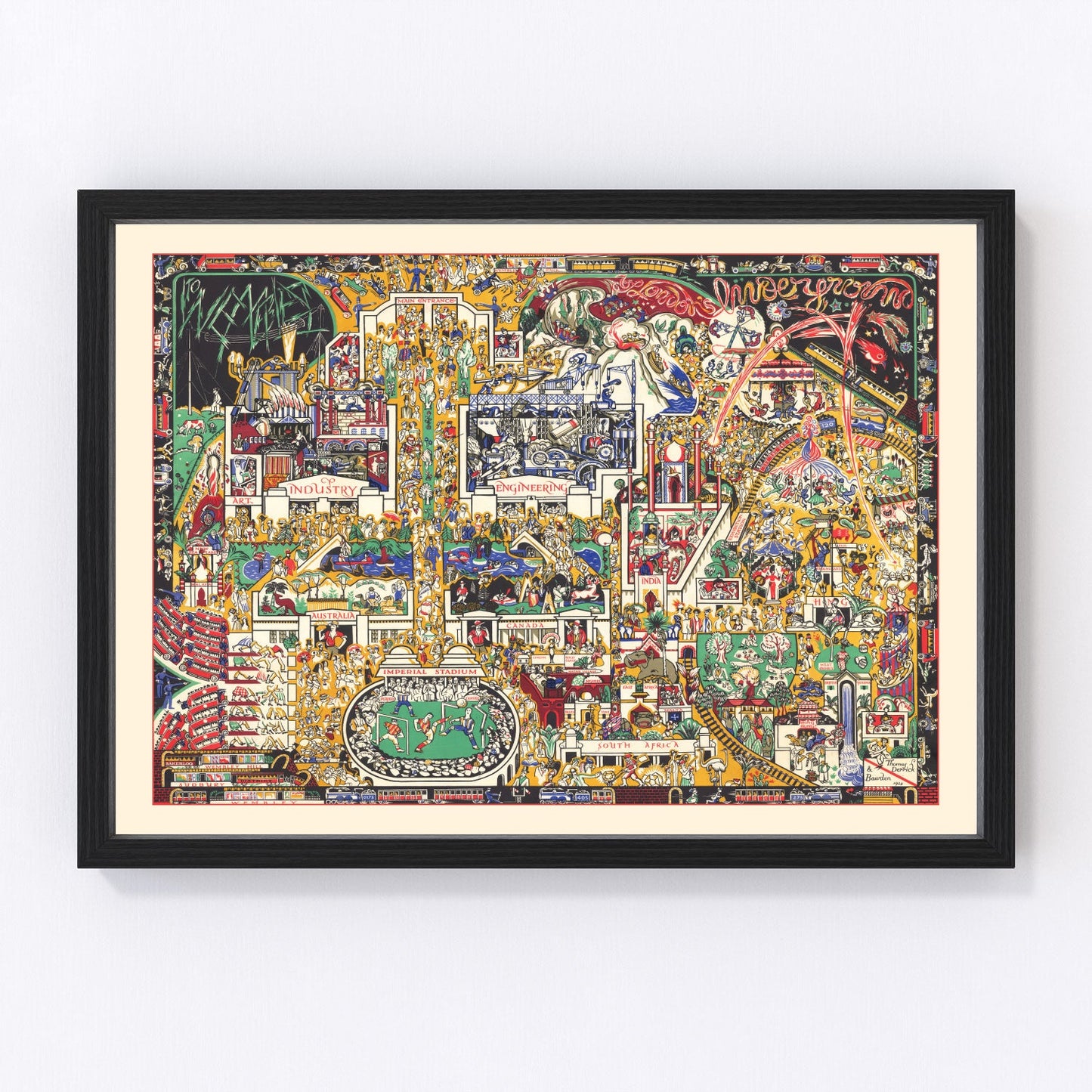 Vintage 1924 pictorial map of London's Underground tube network before Beck diagram, restored print