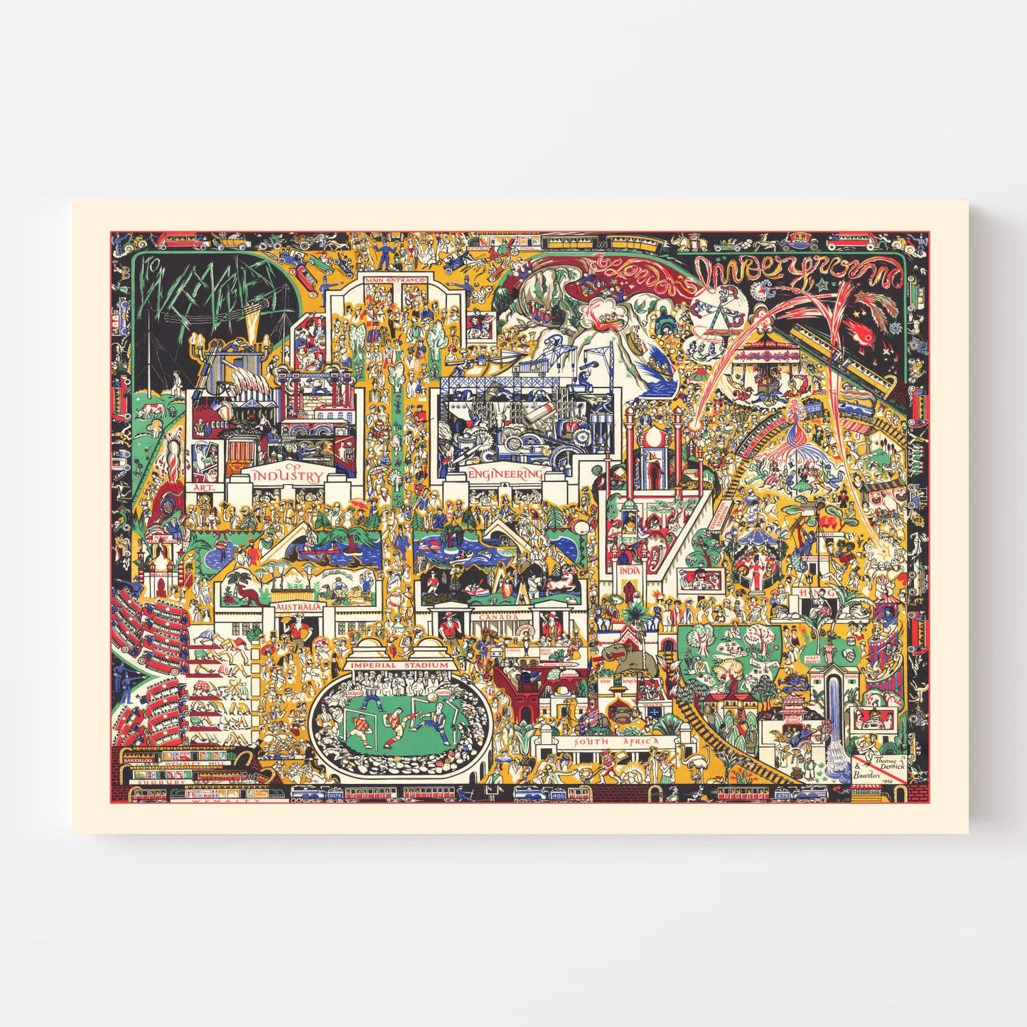 Vintage Pictorial Map of London's Underground, 1924