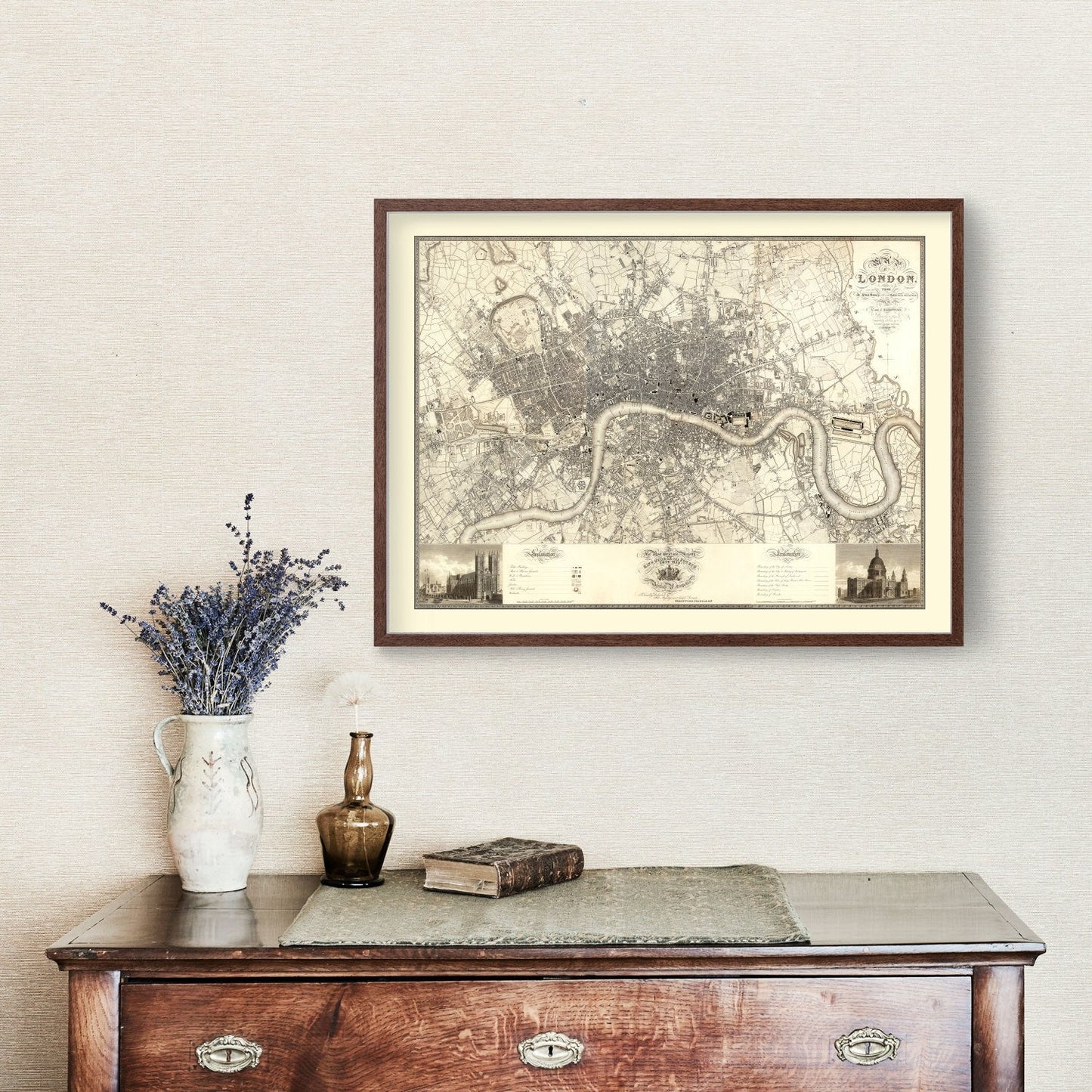 Vintage Map of London, England, 1827