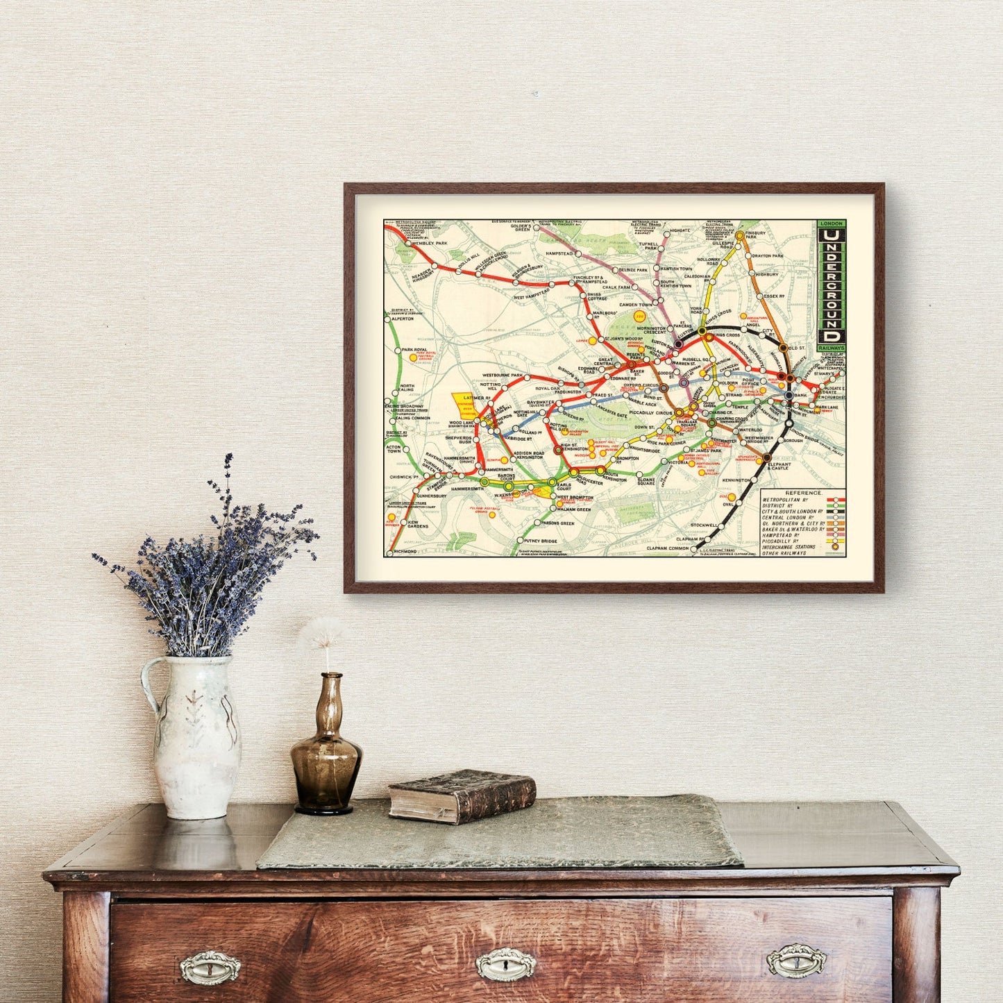 Vintage Map of the London Underground Railways, 1912