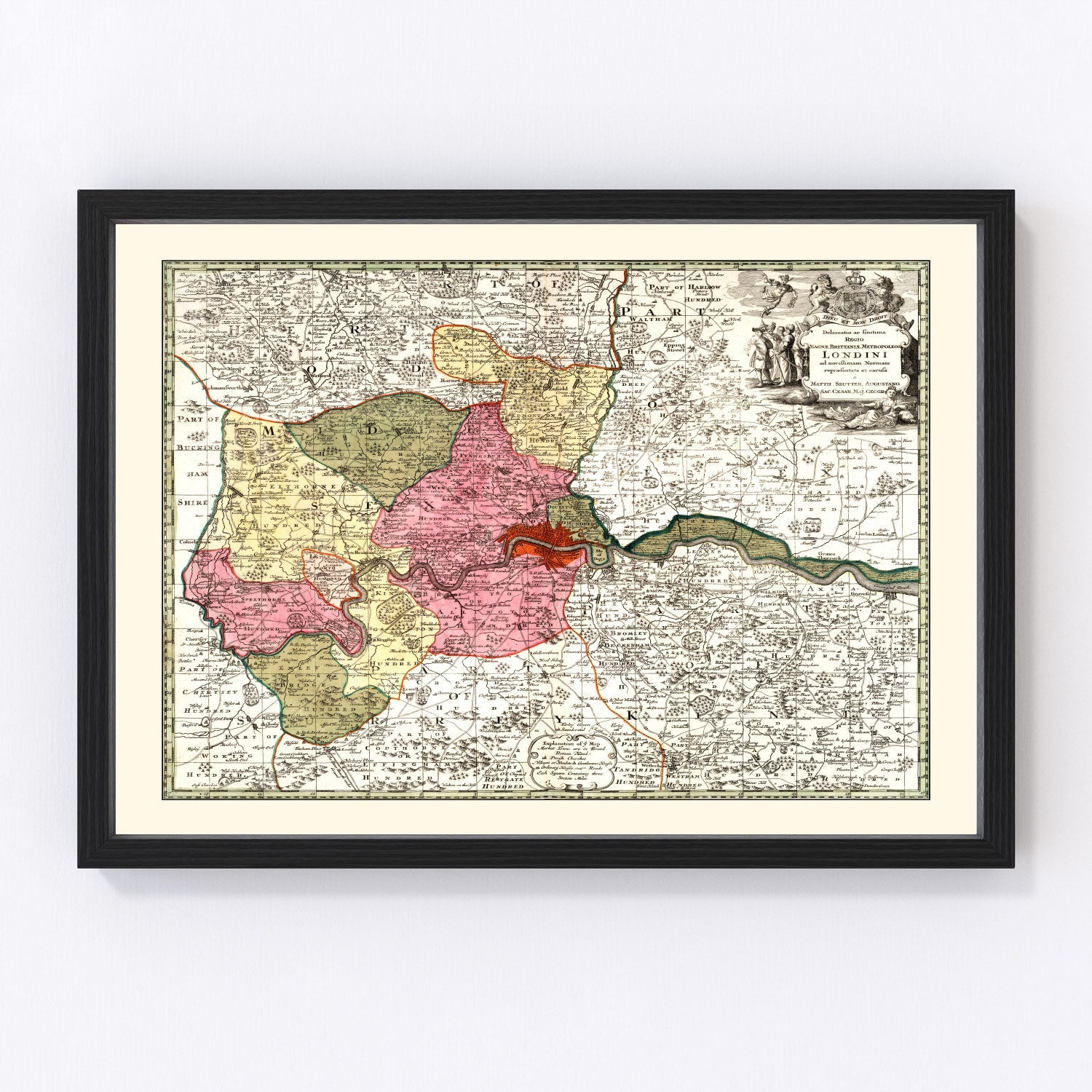 vintage map of London, England, 1740