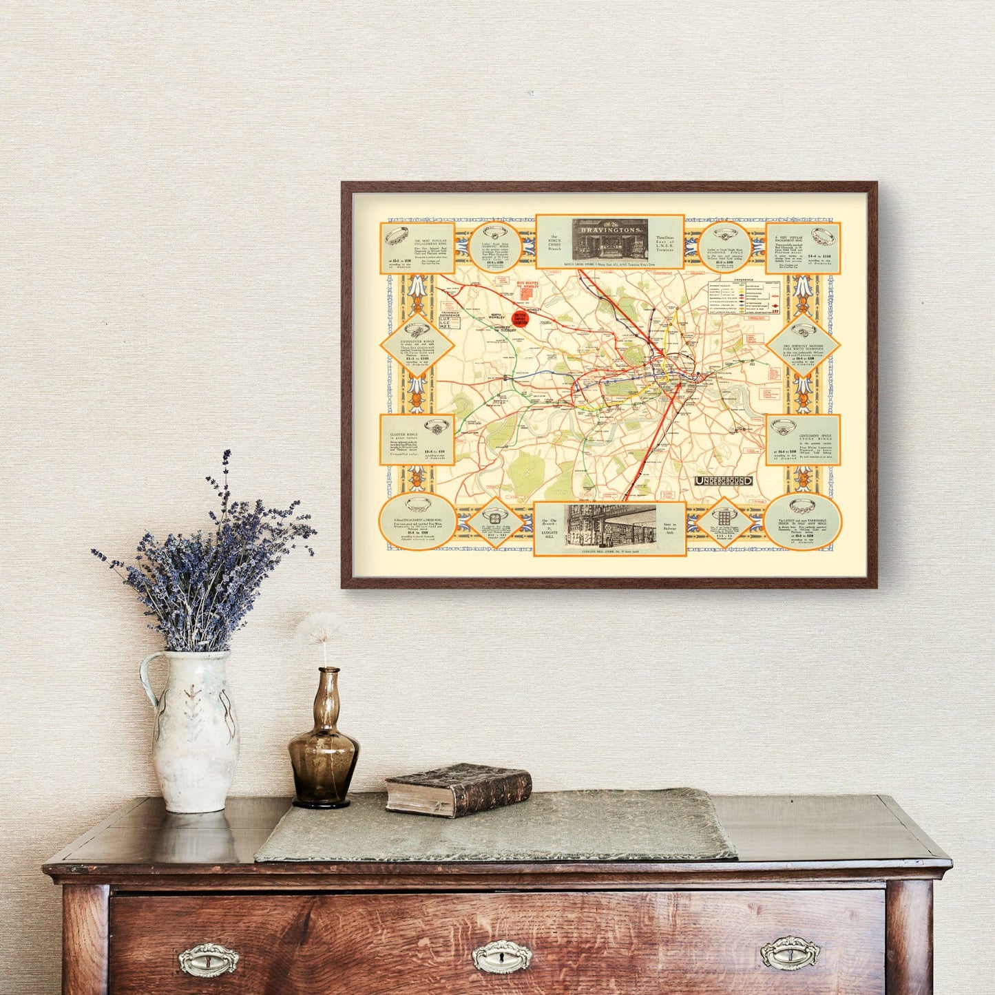 Vintage Map of London, England, 1922