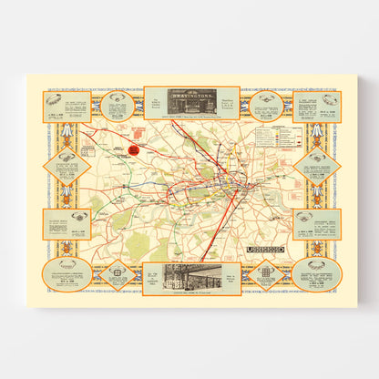 Vintage Map of How To Get To Wembley 1922