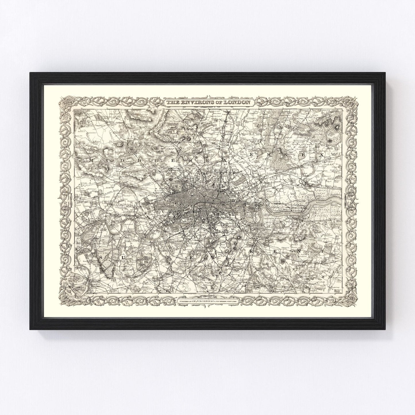 vintage map of London, England, 1886