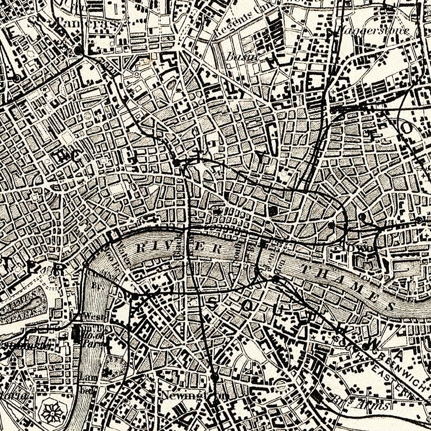 Vintage Map of London, England, 1886