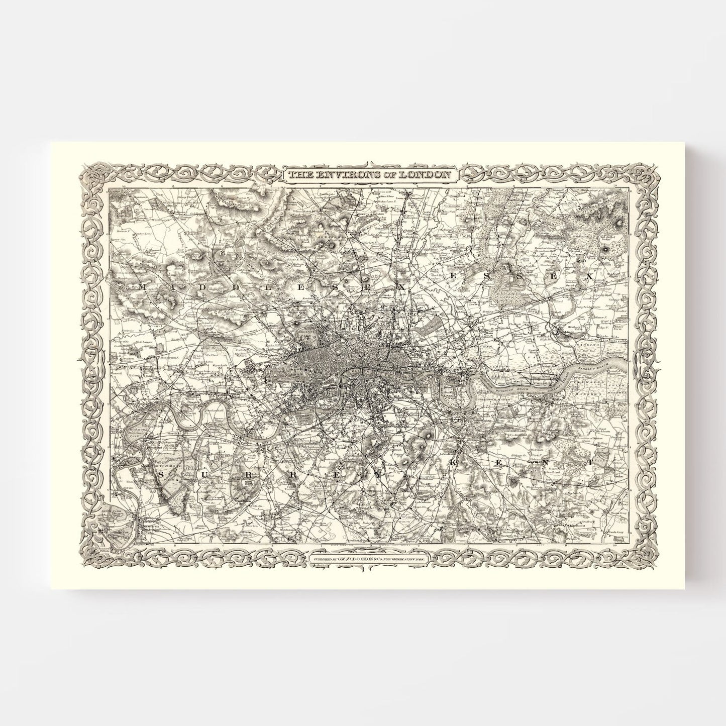 Vintage Map of London, England, 1886