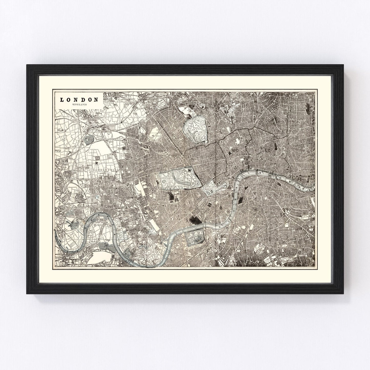 vintage map of London, England, 1893