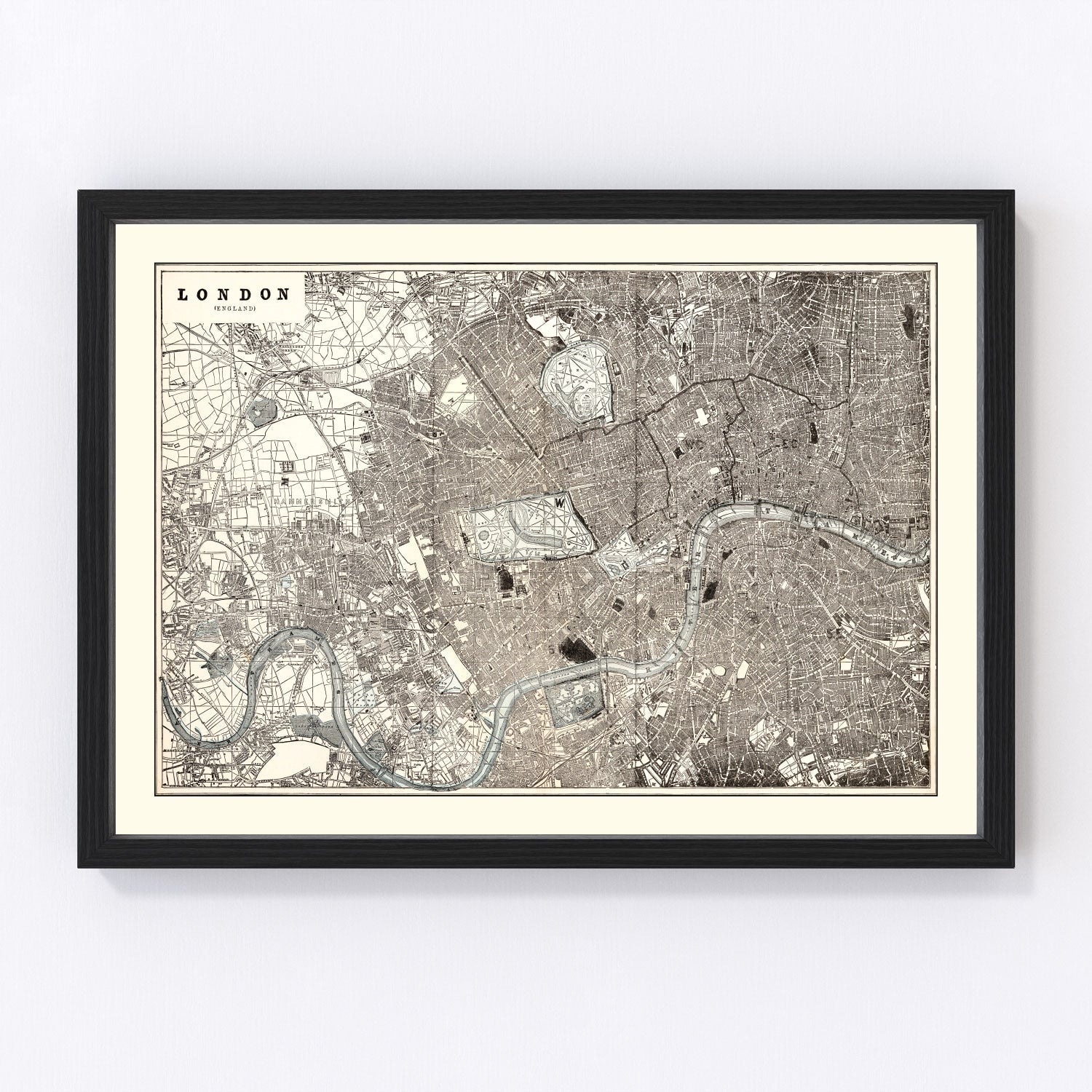 vintage map of London, England, 1893