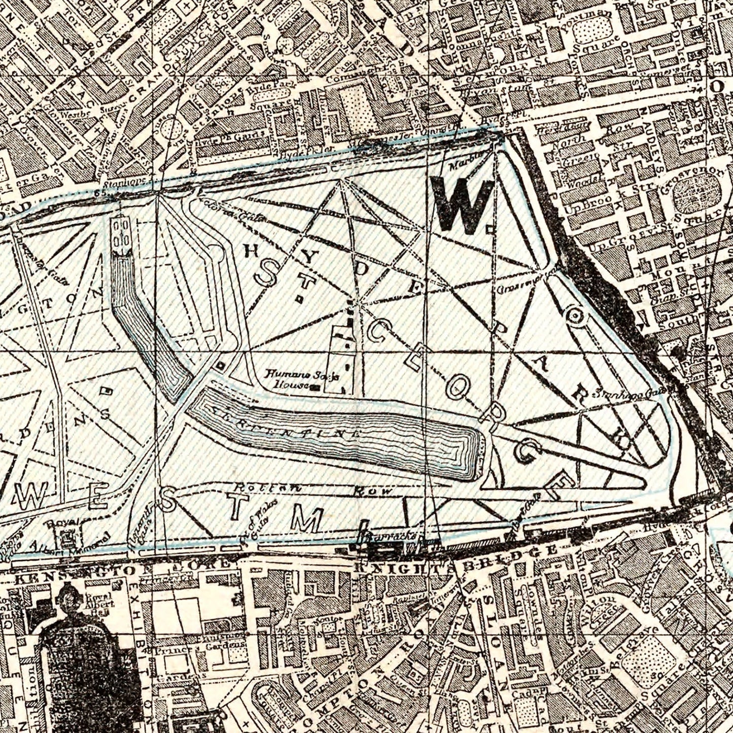 Vintage Map of London, England, 1893