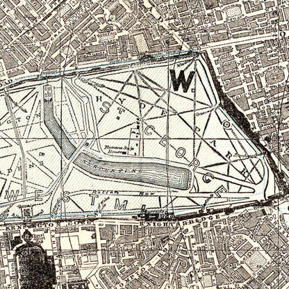Vintage Map of London, England 1893