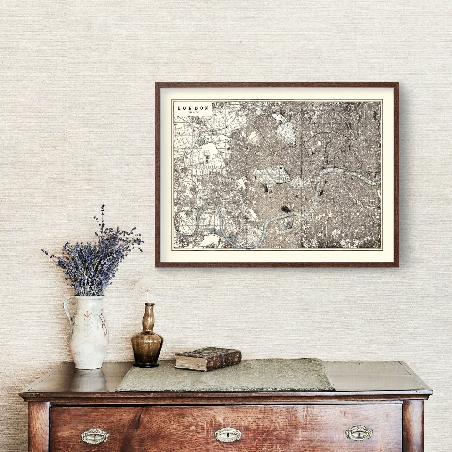 Vintage Map of London, England, 1893