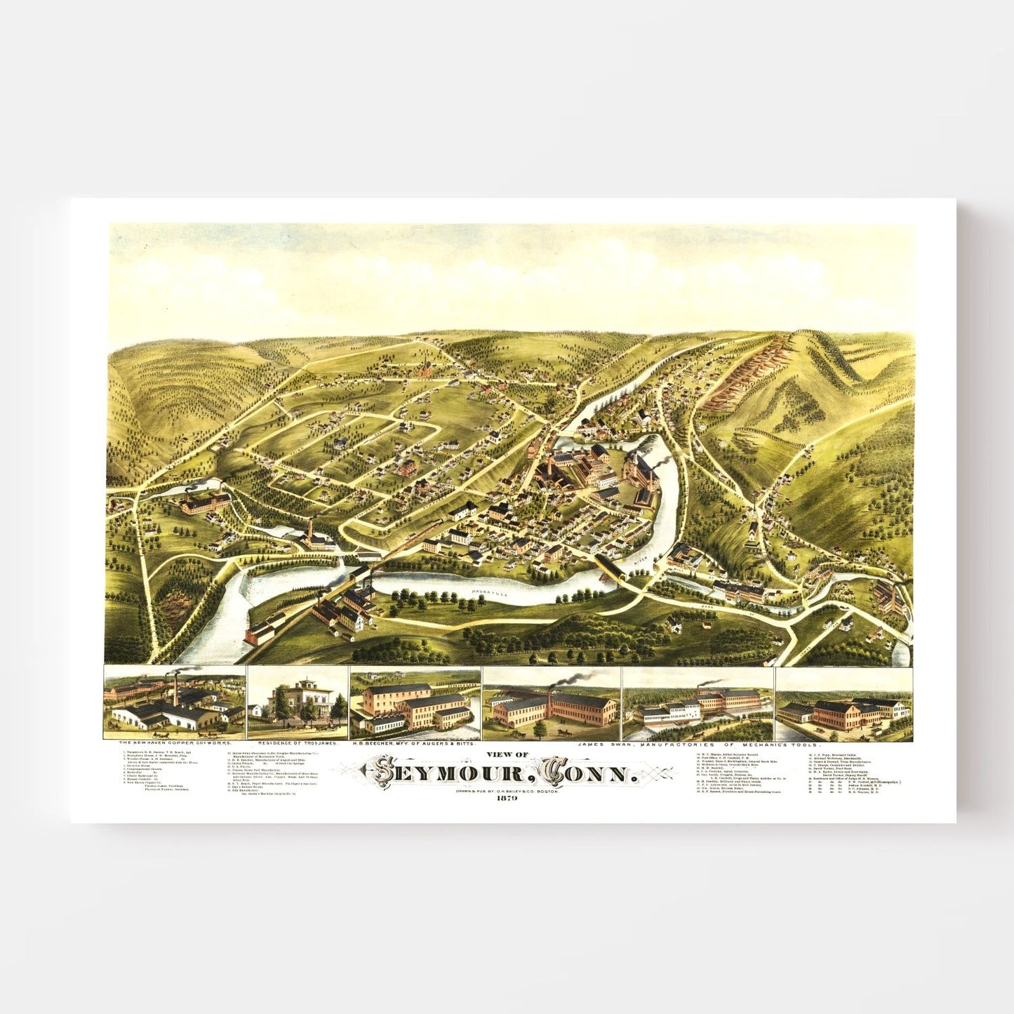 Vintage Map of Seymour, Connecticut, 1879