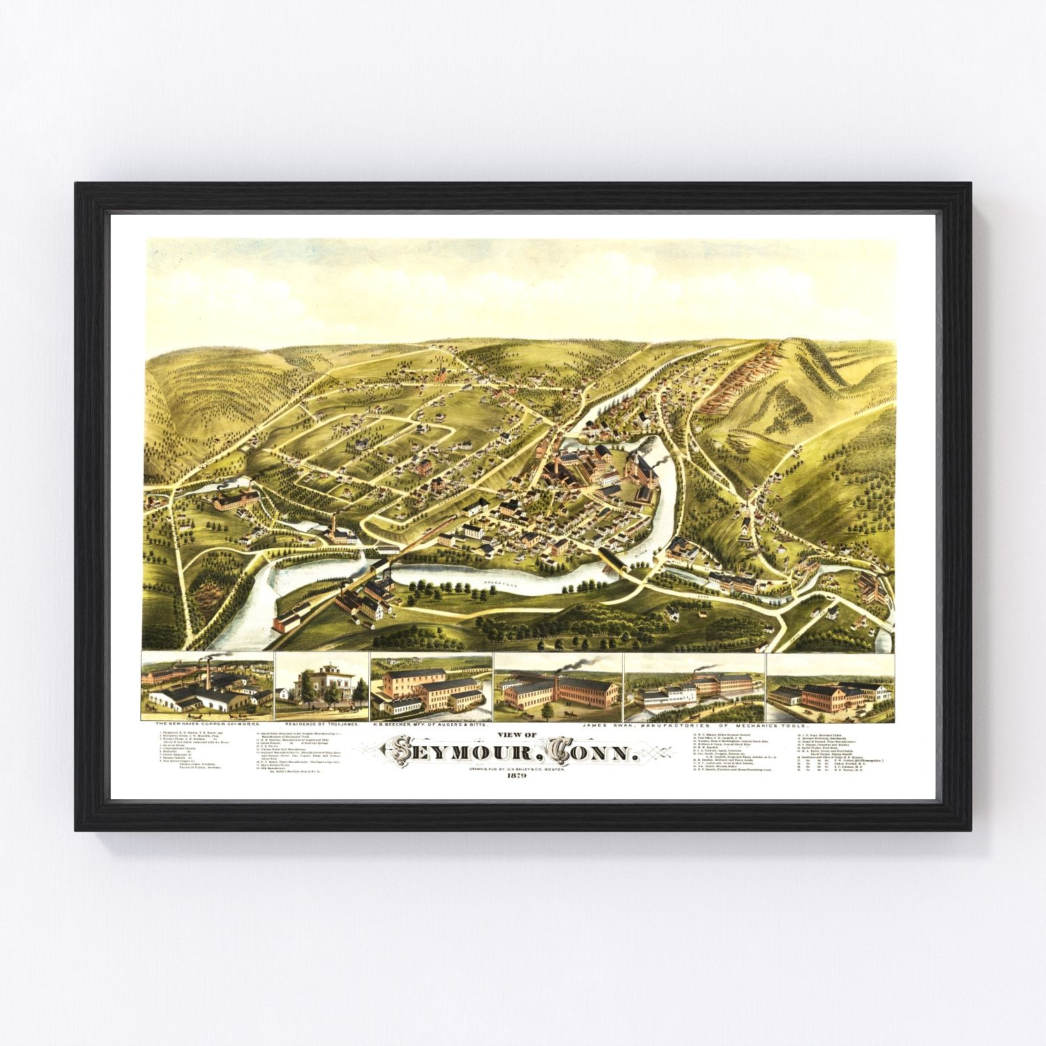 vintage map of Seymour, Connecticut, 1879
