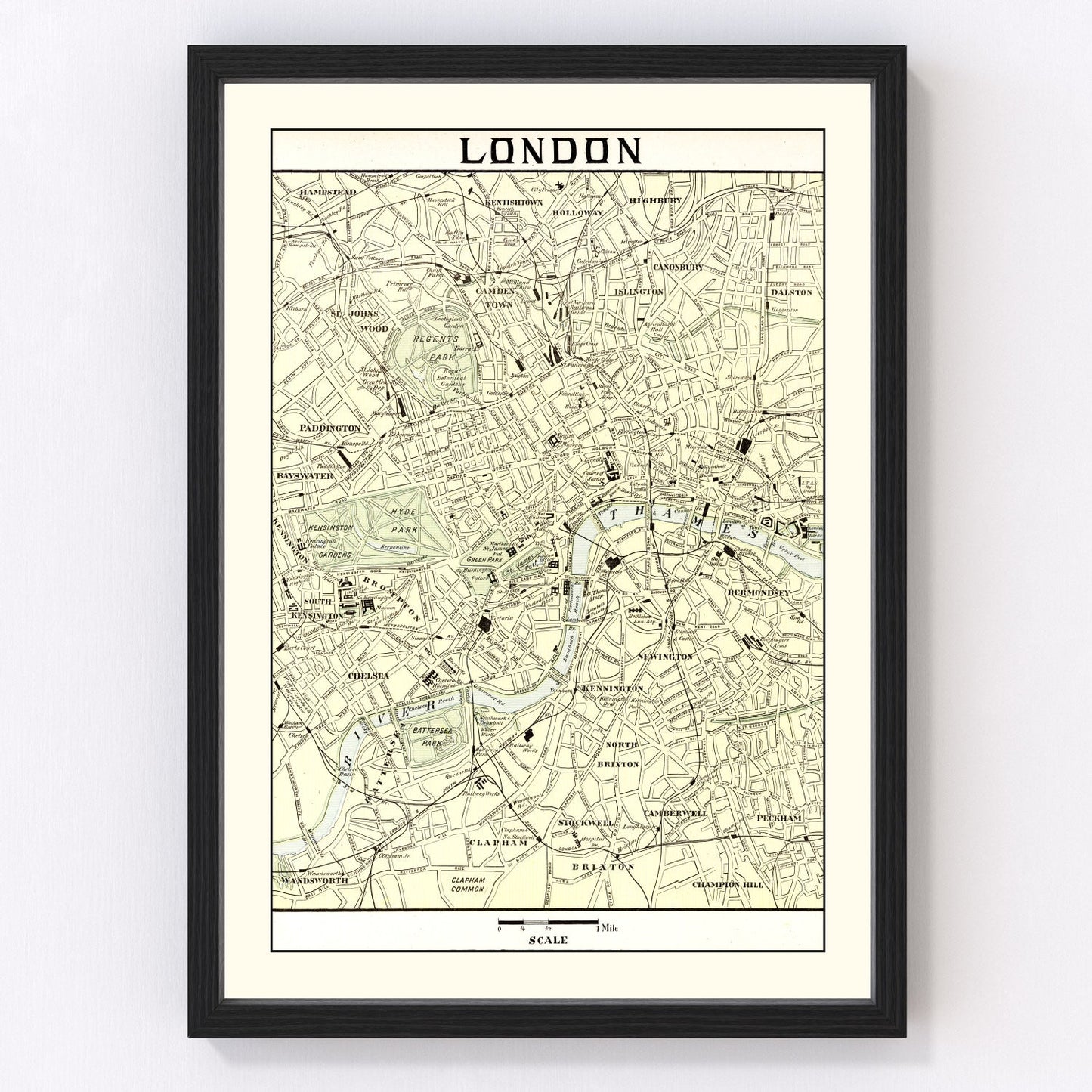Vintage map of London, England, 1901