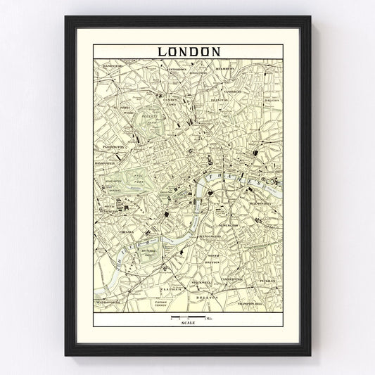 Vintage map of London, England, 1901