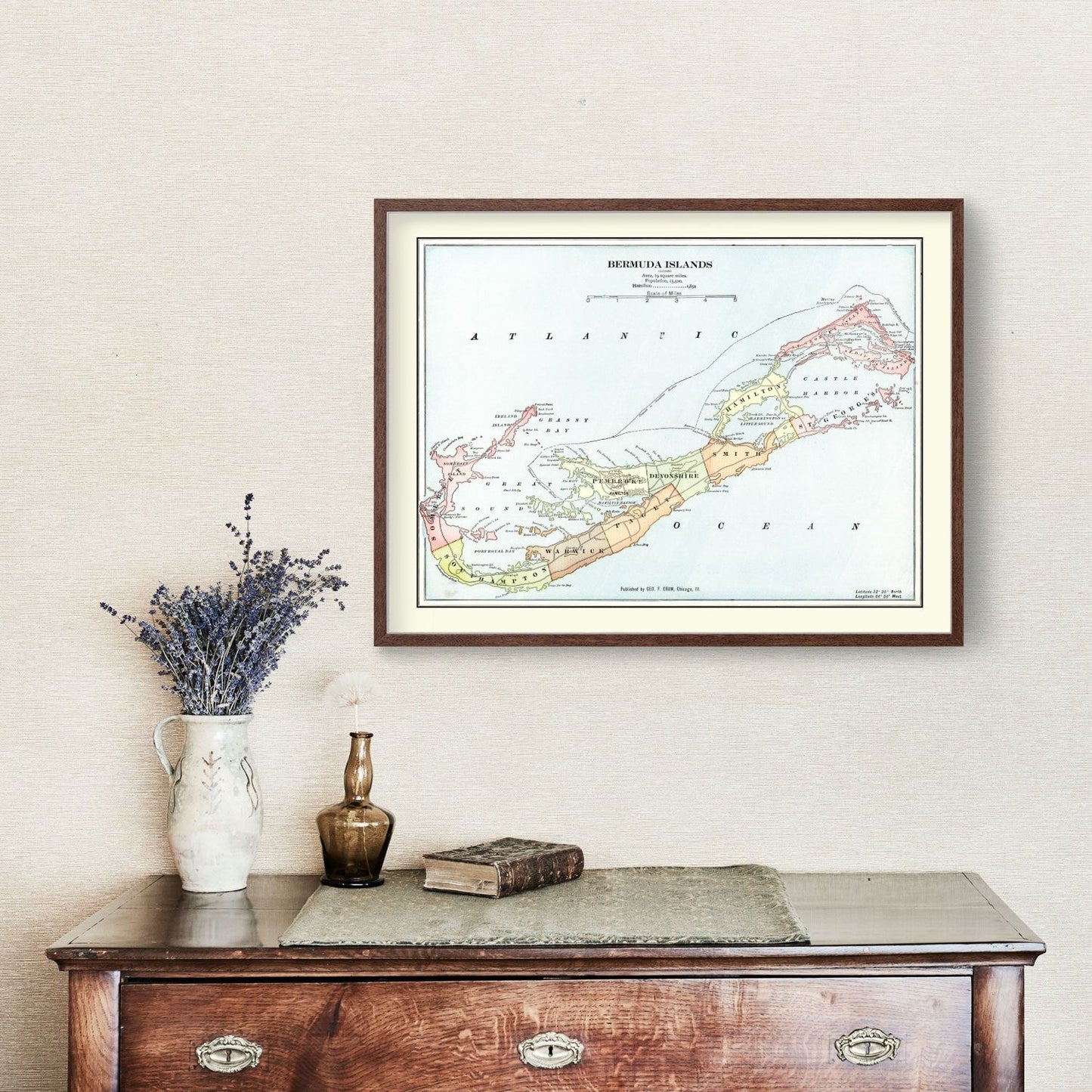 Vintage Map of the Bermuda Islands, 1901