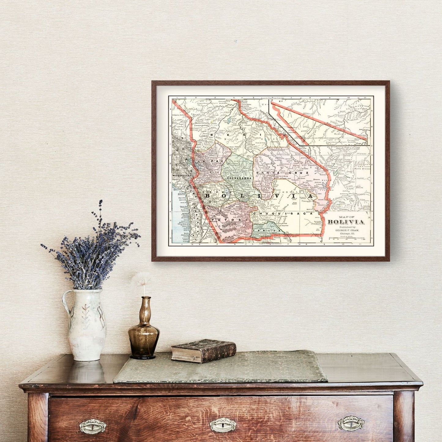 Vintage Map of Bolivia, 1901