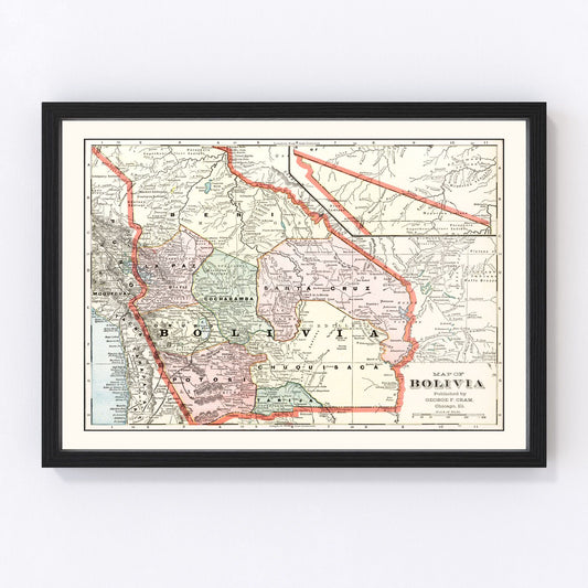 vintage map of Bolivia, 1901