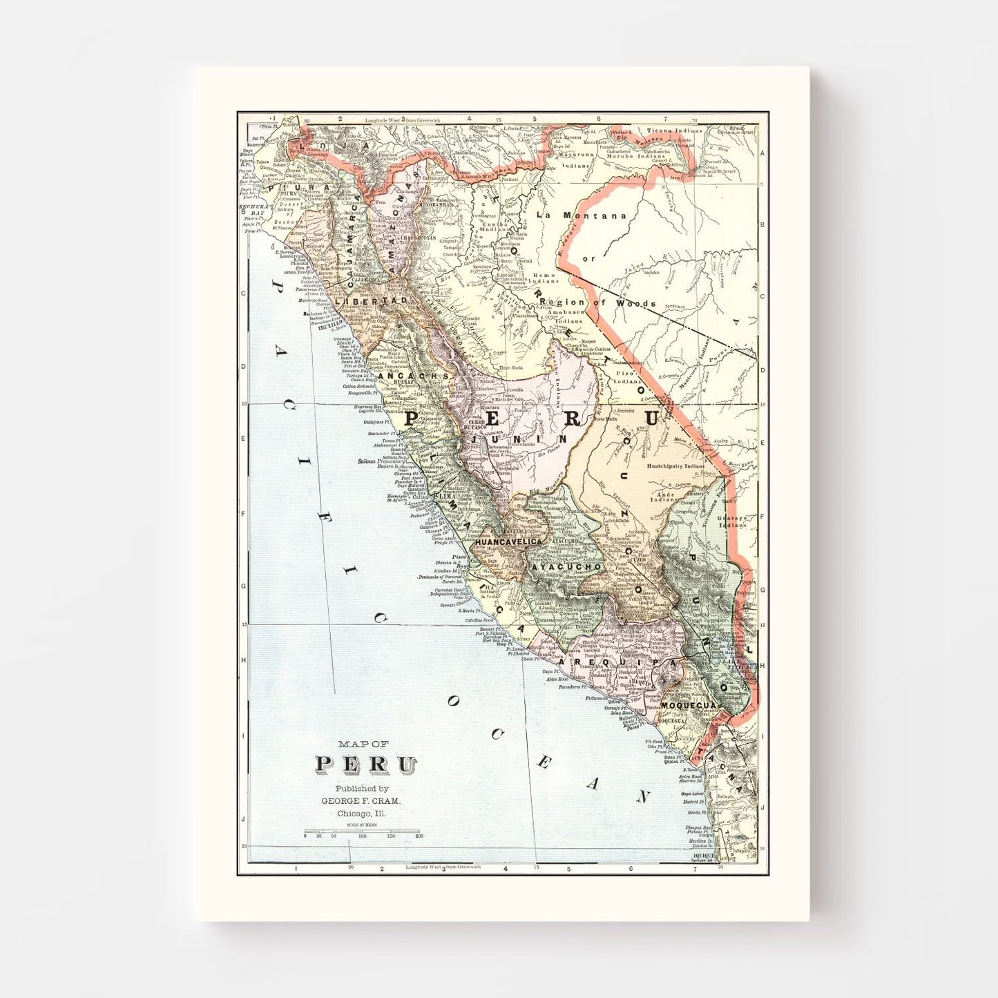 Vintage Map of Peru, 1901