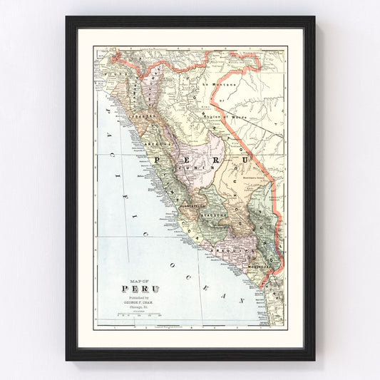 vintage map of Peru, 1901