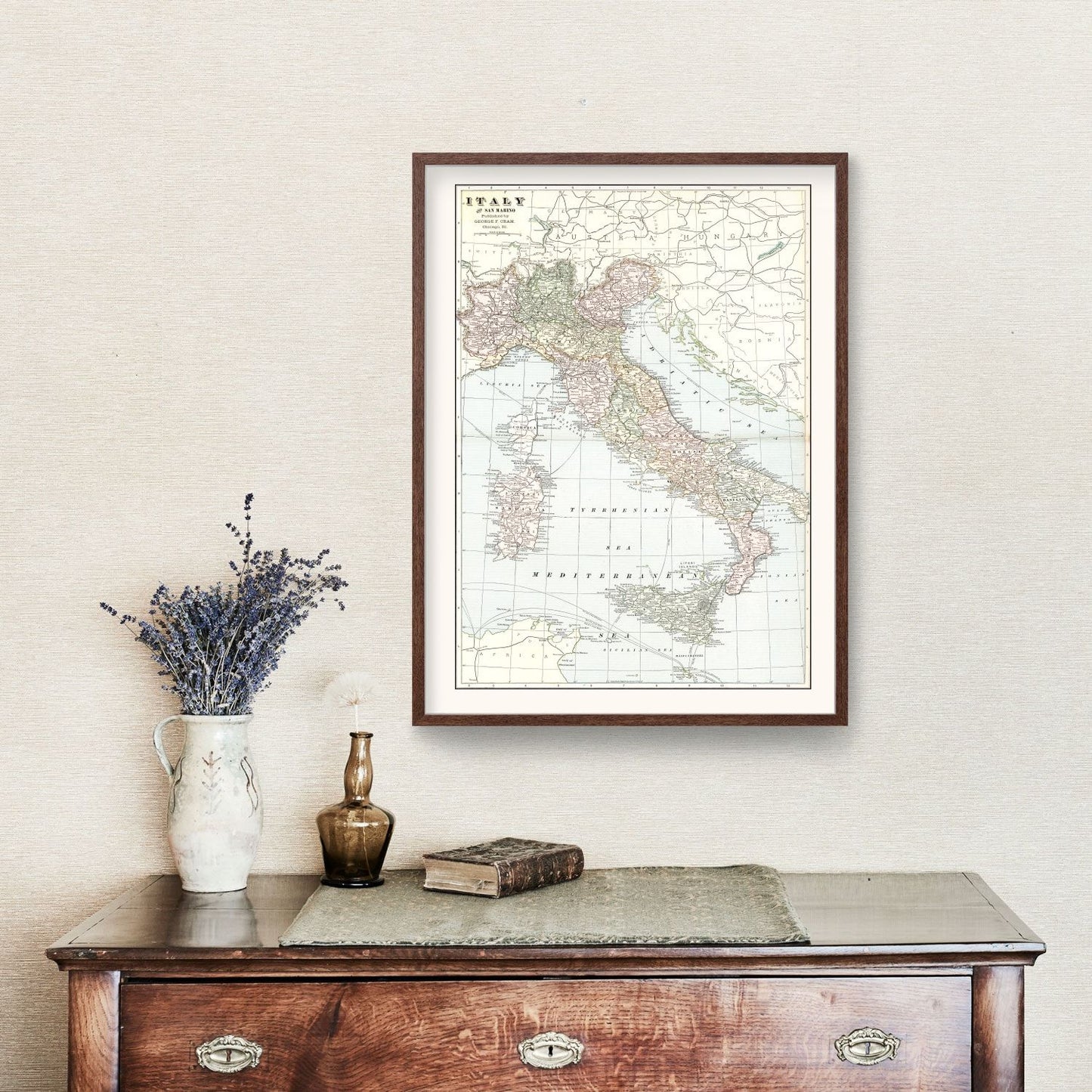 Vintage Map of Italy, 1901