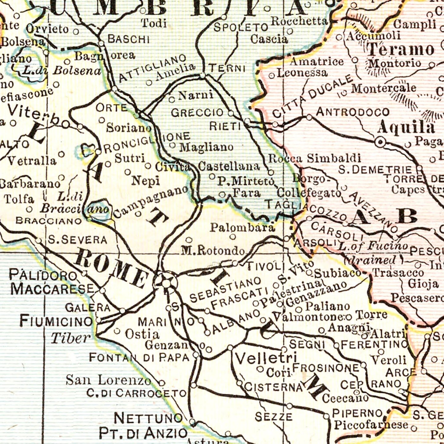 Vintage Map of Italy, 1901